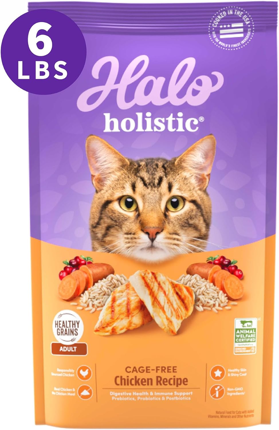 Halo-Holistic-Cat-Food-Dry,-Cage-free-Chicken-Recipe,-1802