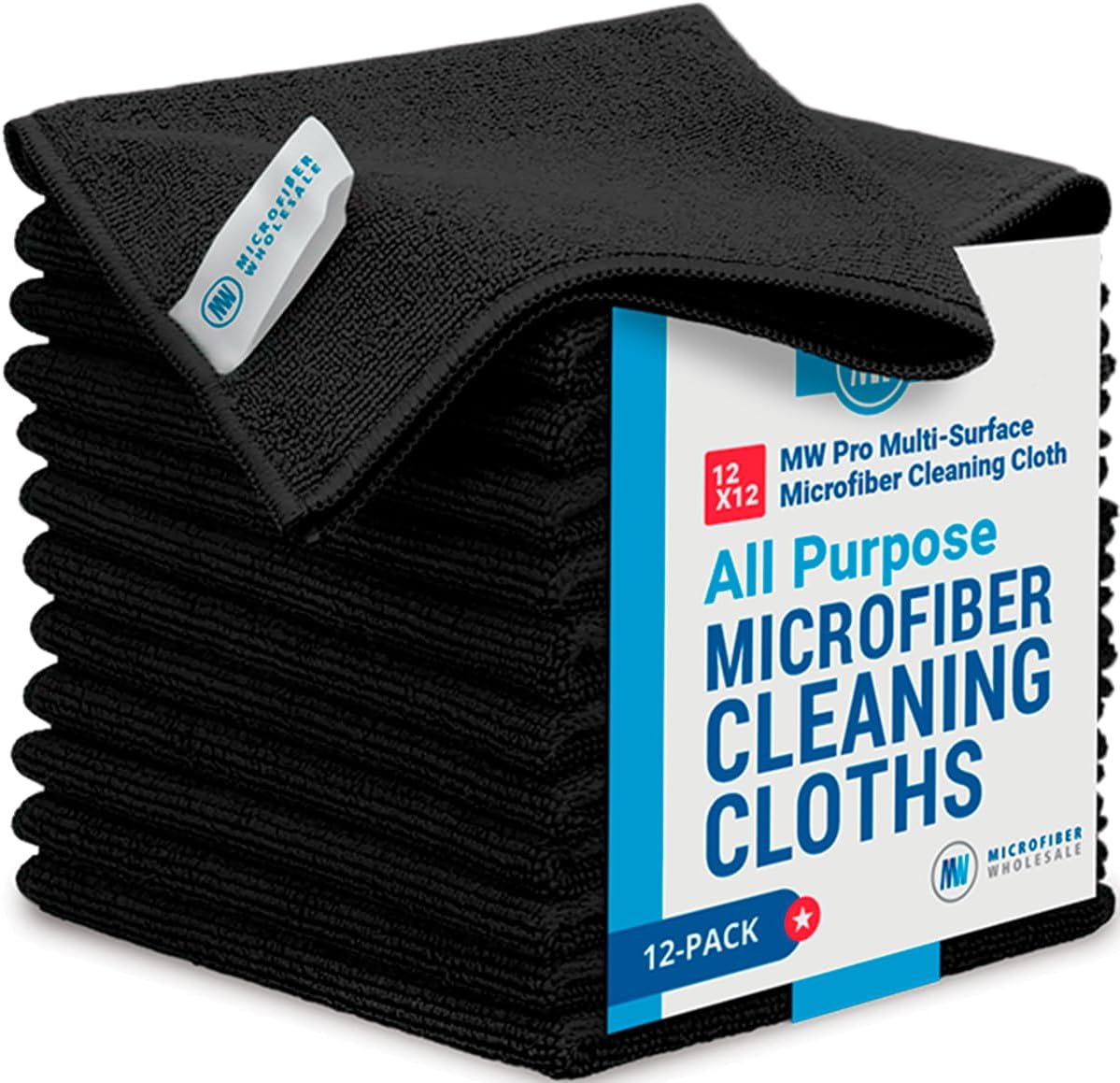 12"-x-12"-Pro-Multi-Surface-Microfiber-Cleaning-Cloths-|-Black-3222