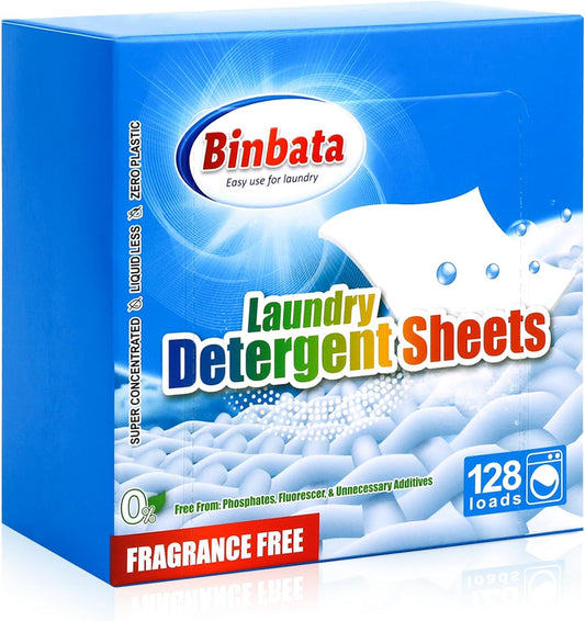 Binbata-Laundry-Detergent-Sheets,-Up-To-128-Loads-Hypoallergenic-Eco-Friendly-Unscented-Biodegradable-1055