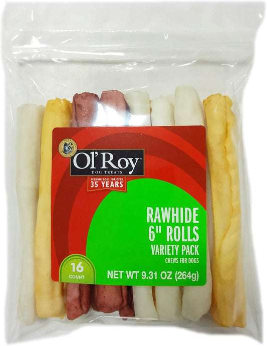 Ol'-Roy-6"-Rawhide-Rolls-Variety-Pack-16-Count-Per-Pack---274