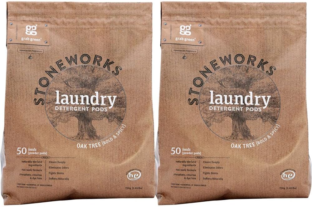 Grab-Green-Stoneworks-Laundry-Detergent-Pods,-100-Count,-Oak-Tree-Scent,-Plant-914