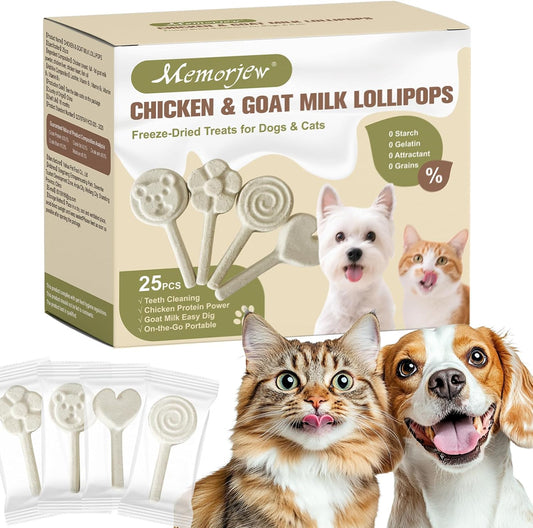 Memorjew-25PCS-Chicken-&-Goat-Milk-Freeze--Dried-Lollipops?Individually-Wrapped,-Portable-Dental-Food-394