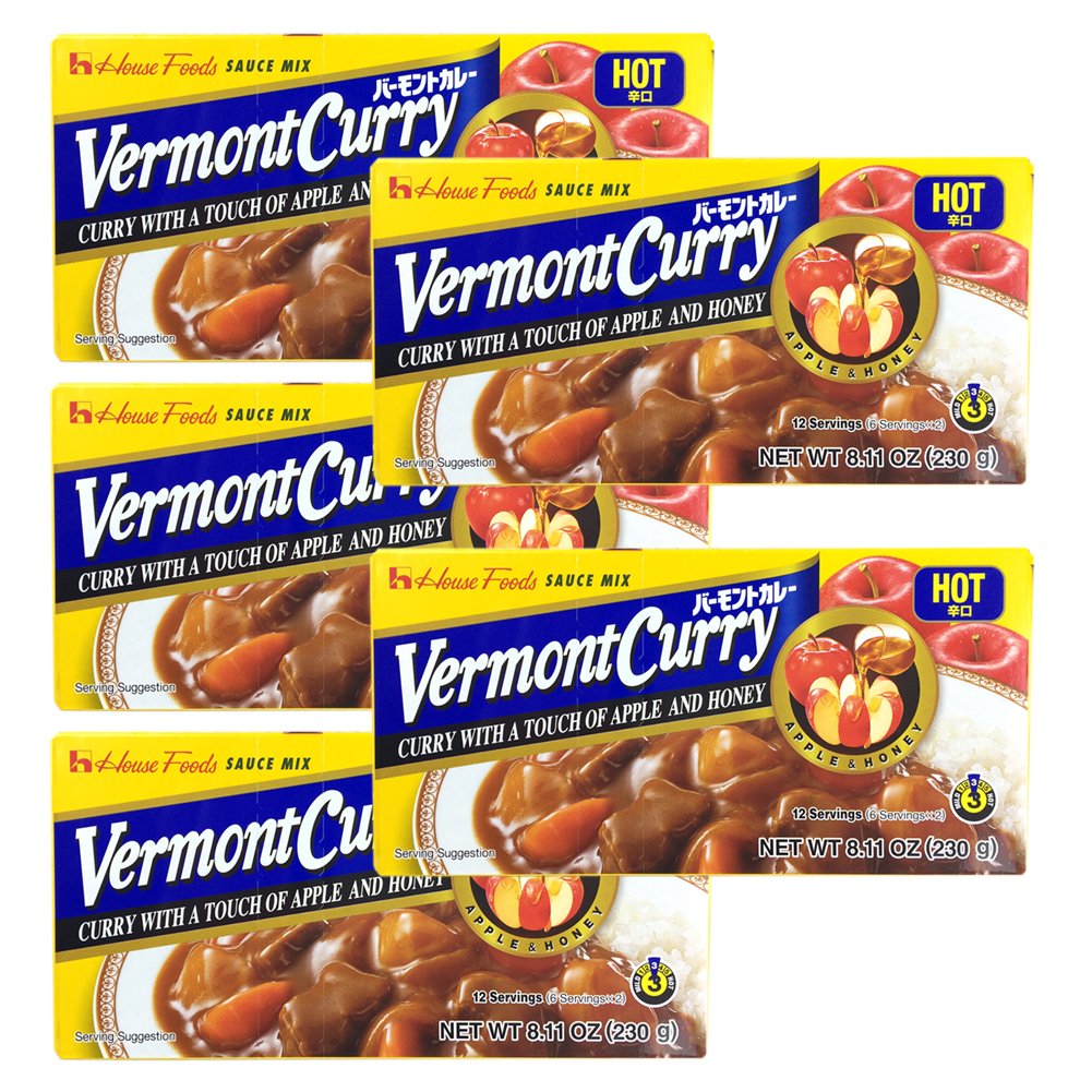 [-5-Packs-]-House-Foods-Vermont-Curry-Hot-8.11-Oz-(230g)-511