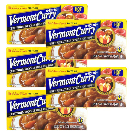[-5-Packs-]-House-Foods-Vermont-Curry-Hot-8.11-Oz-(230g)-511