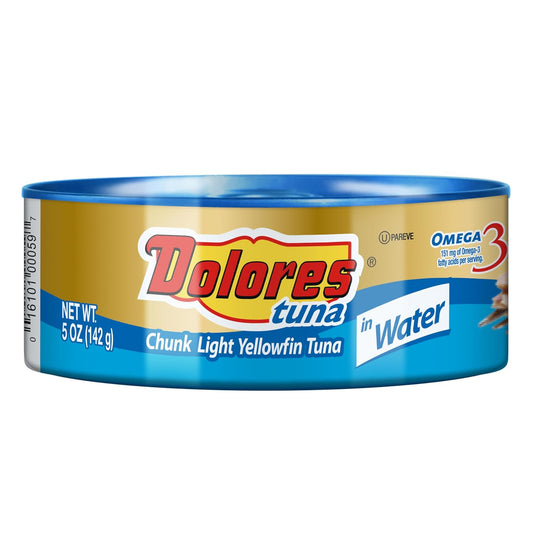 Dolores-Tuna-Chunk-Light-Yellowfin-Tuna-in-Water,-5-oz-Can-–-Mild-492