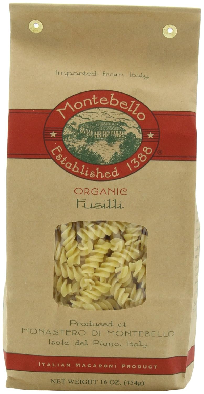 Montebello-Organic-Pasta,-Fusili,-16-Ounce-Bag-(Pack-of-15