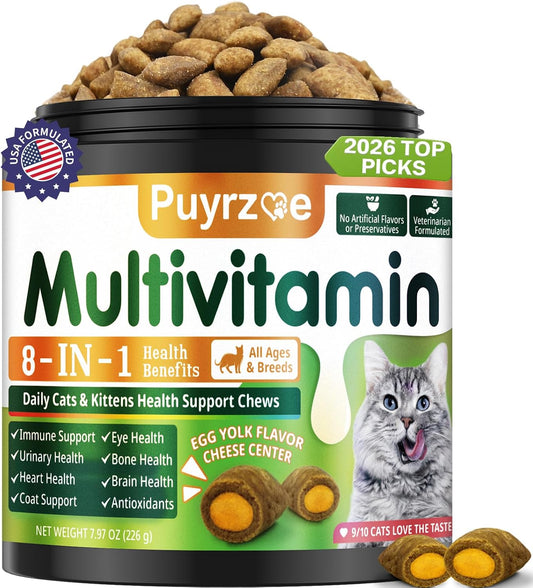 Taurine-for-Cats,-Cat-Vitamins-Treats,-500-Crunchy-Chews-|-Cat-Multivitamin-with-889