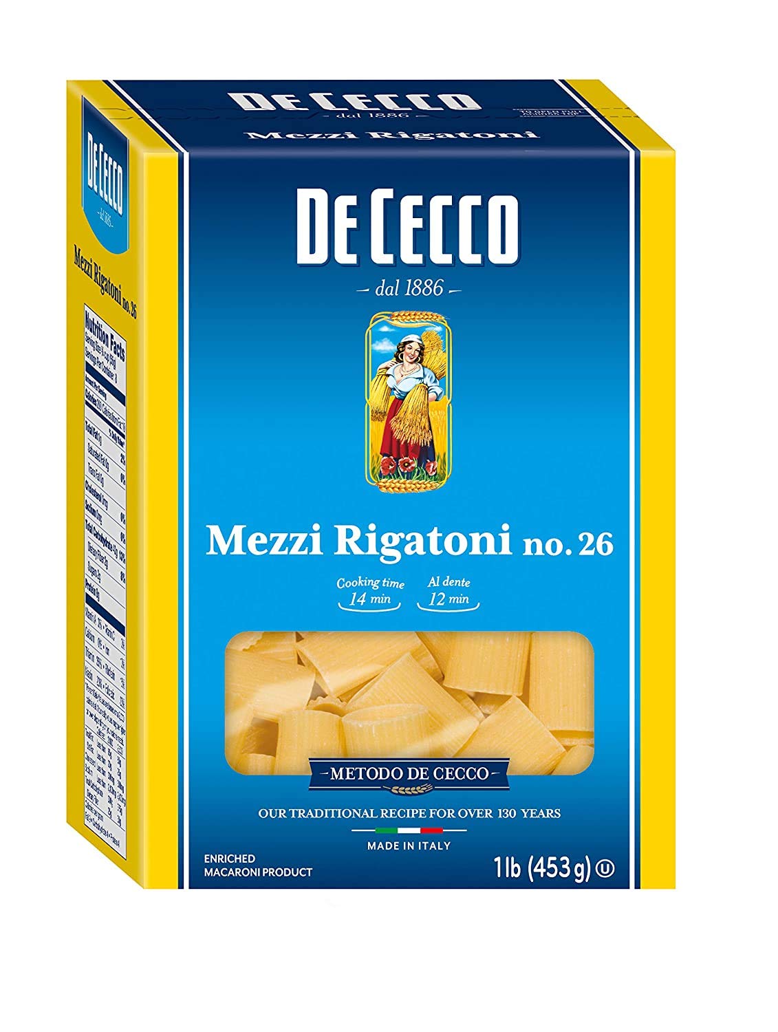 De-Cecco-Semonlina-Pasta,-Mezzi-Rigatoni-No.26,-1-1410
