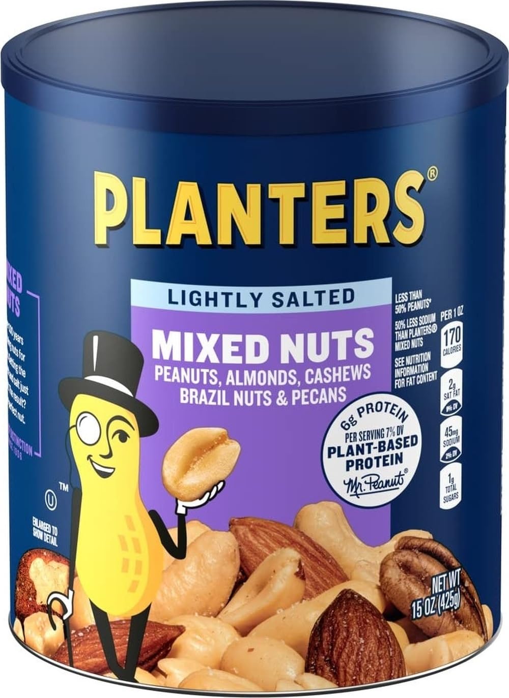 PLANTERS-Lightly-Salted-Mixed-Nuts,-Plant-Based-Protein,-15-Oz-(1--Ct)-|-Mixed-Almonds,-1969