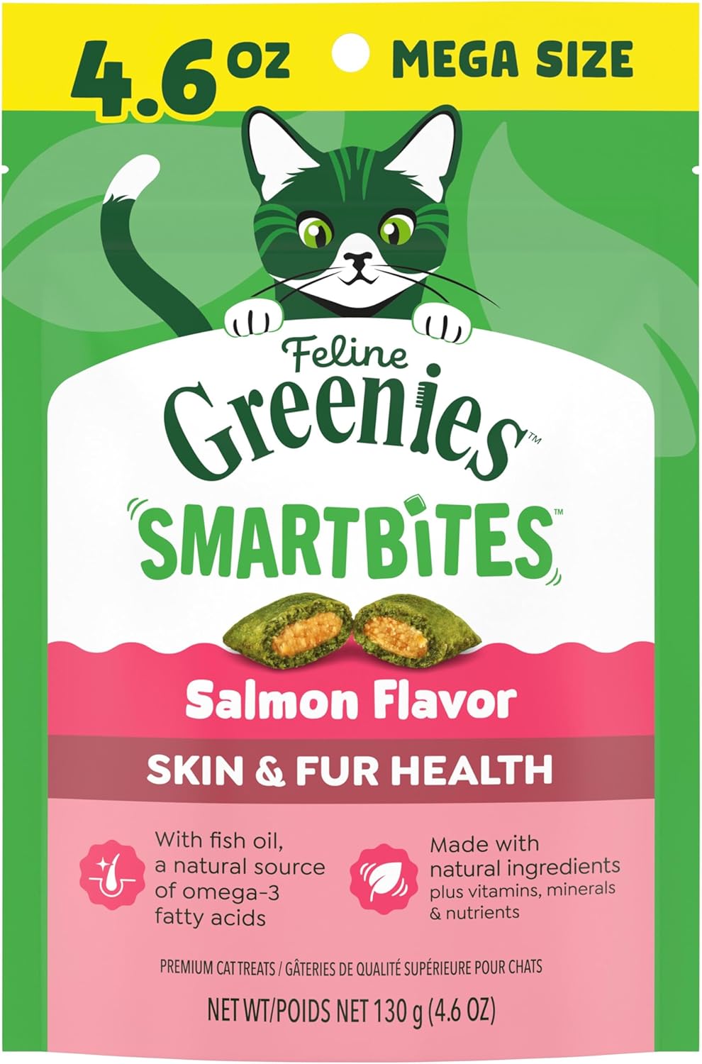 Greenies-Cat-Treats,-Feline-Smartbites,-Skin-&-Fur-Health,-Crunchy-and-Soft-Cat-Treats,-604