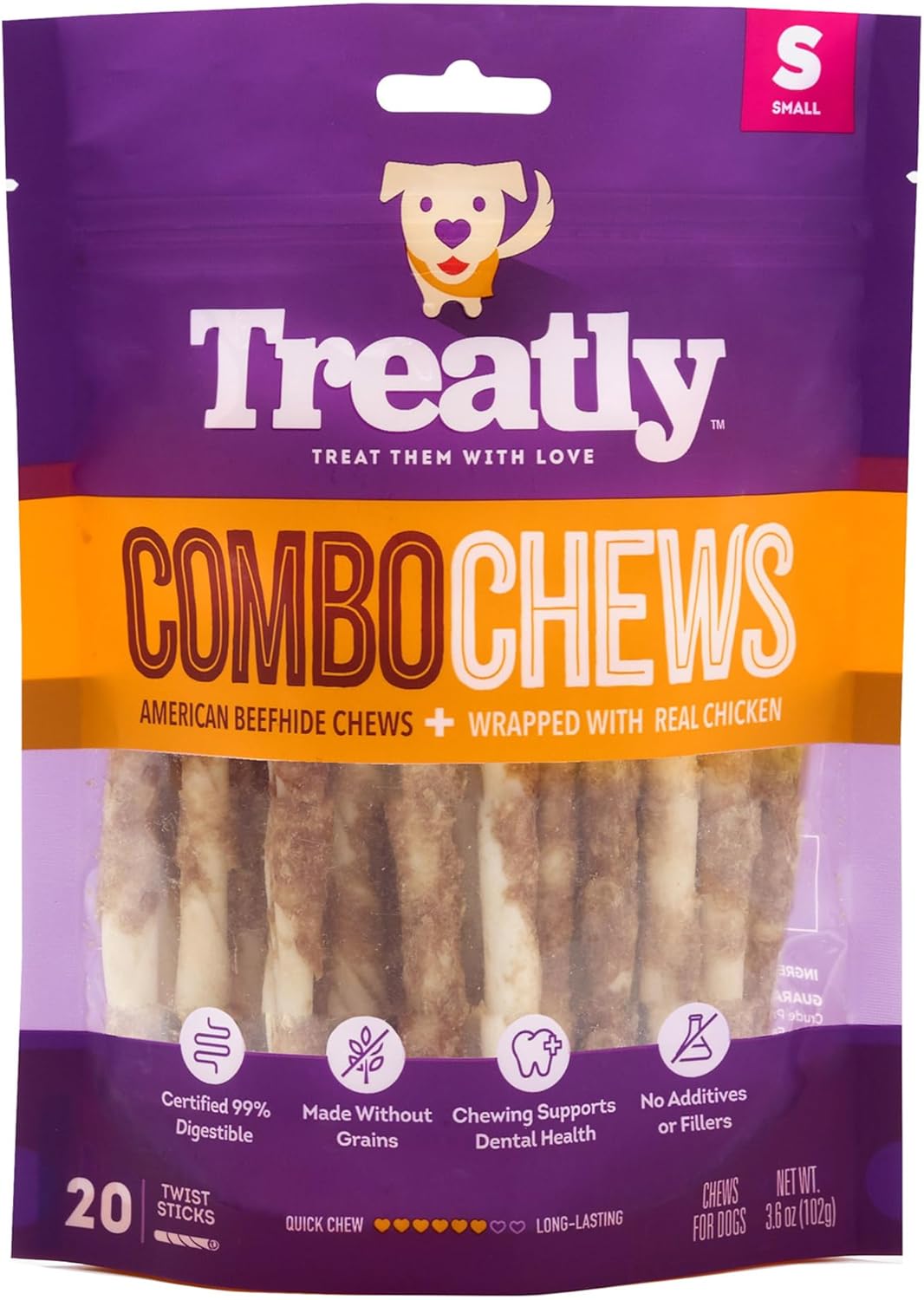 Combo-Chews-Beefhide-Twist-Sticks-5"-w/Chicken-Meat-Wrap-Dog-Chew---54