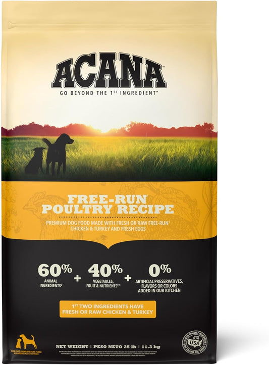 ACANA - Alimento seco para perros sin cereales, receta de aves de corral, 25 libras