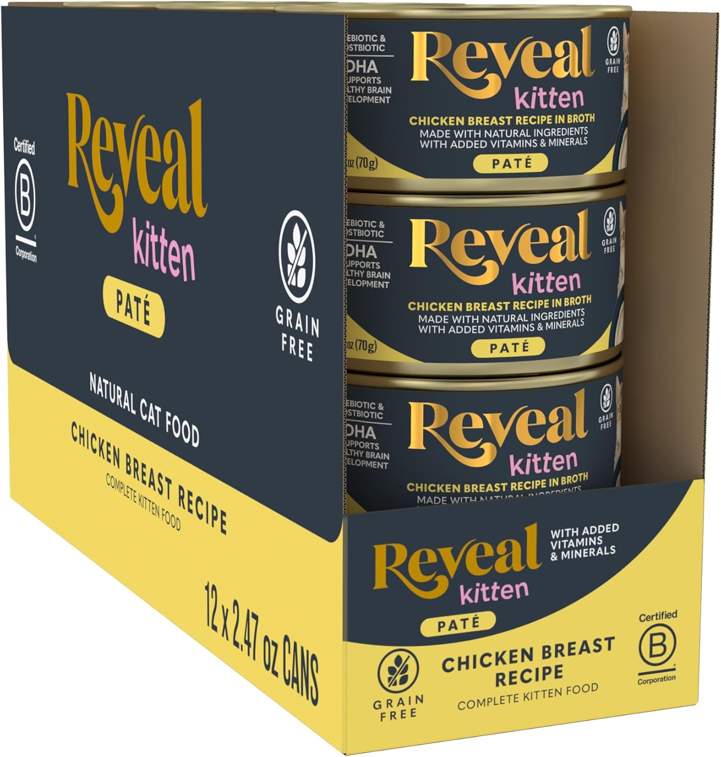 Reveal-Chicken-Breast-Wet-Kitten-Food-Paté,-12-Pack,-Protein,-Grain-Free-Recipe-with-755