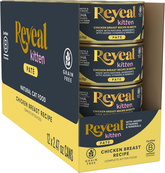 Reveal-Chicken-Breast-Wet-Kitten-Food-Paté,-12-Pack,-Protein,-Grain-Free-Recipe-with-755