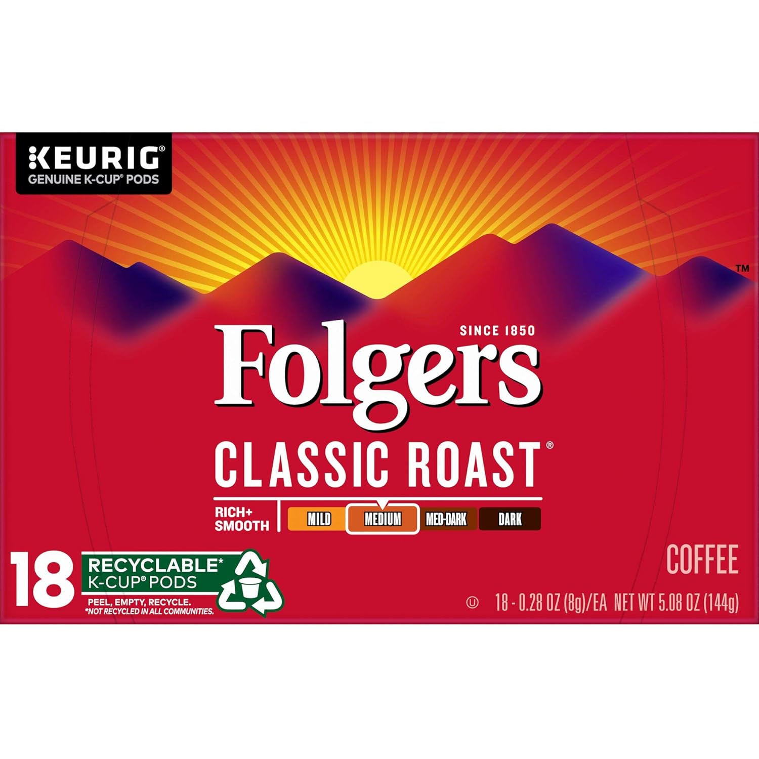 Folgers-Classic-Roast,-Medium-Roast-Coffee-K-Cup-Pods-for-Keurig-K-Cup-Brewers,-18-2609