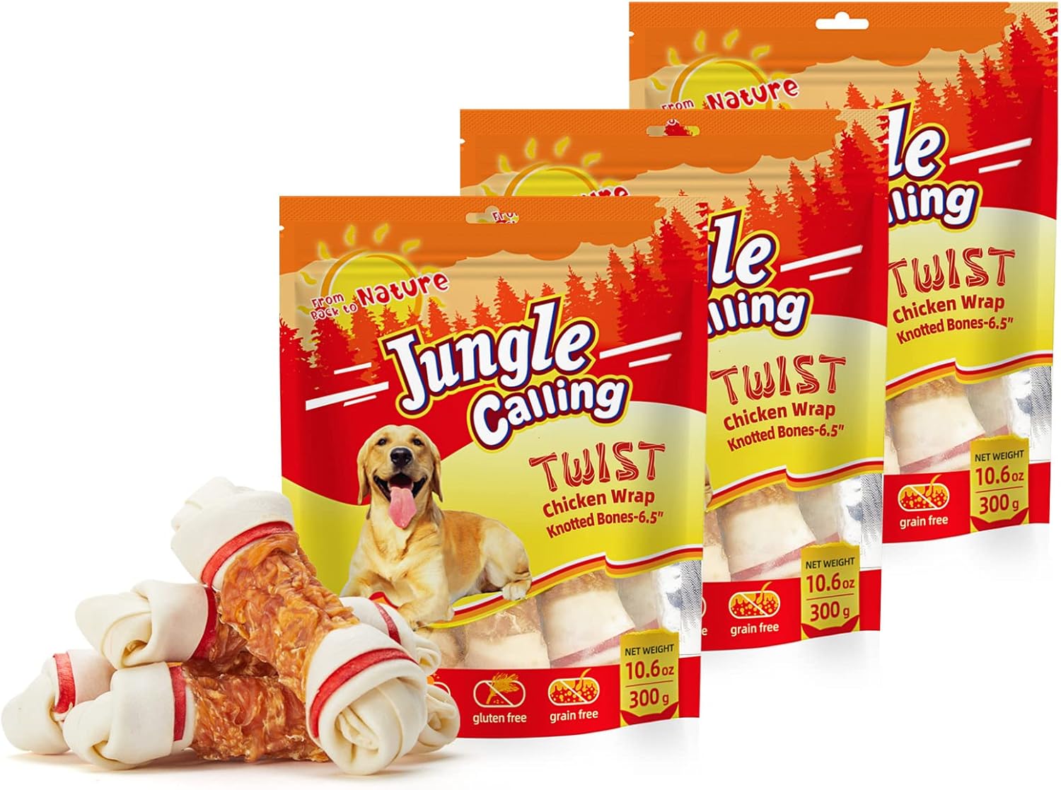 Jungle-Calling-Chicken-Wrap-Knotted-Bones-Dog-Chews-6.5"-Pack-of-Long-1764