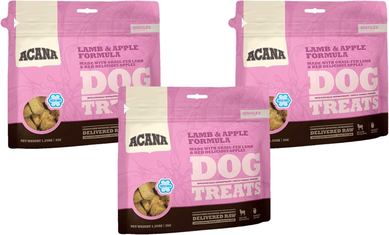 ACANA-3-Pack-of-Lamb-&-Apple-Singles-Dog-Treats,-1.25-Each,-215