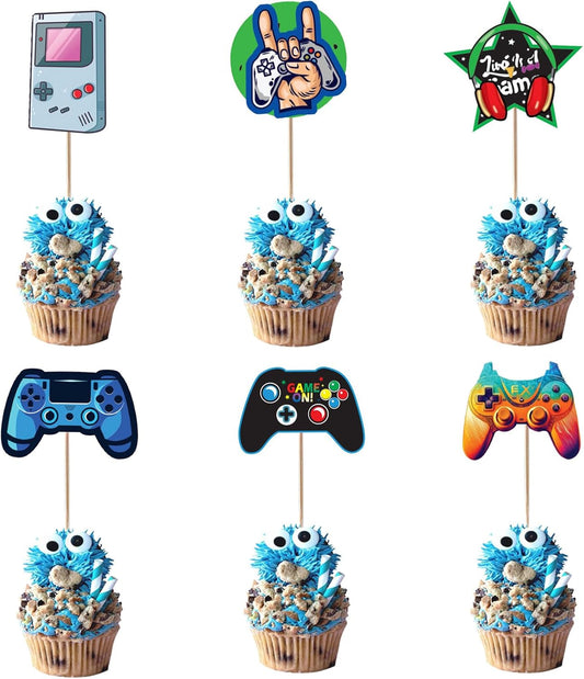 SAMOKA-Video-Game-Cupcake-Toppers,48-PCS-Birthday-175