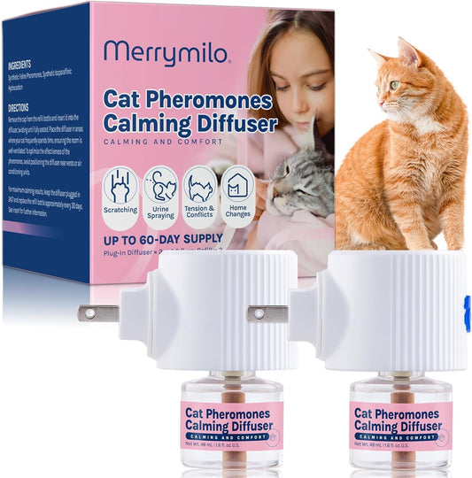 Cat-Calming-Pheromones-Diffuser:-2-Classic-Cats-Plug-in-Refill-Diffusers-for-Relaxation-&-350