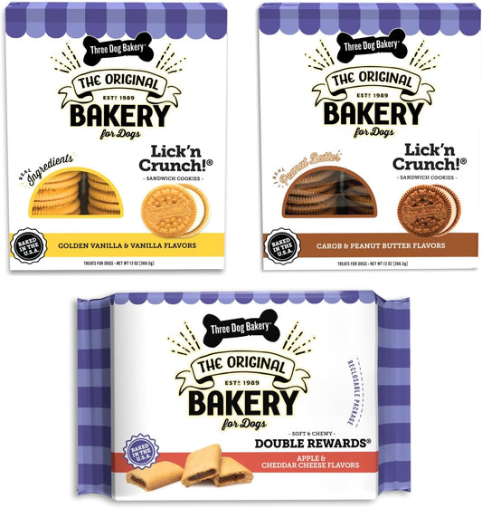 Three-Dog-Bakery-Classic-Cookies-Variety-Pack-Dog-Treats,-Crunchy-Baked-Cookies,-1994