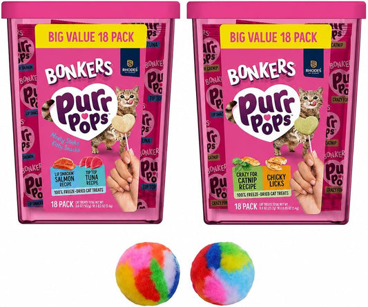 Bonkers-Purrpops-Freeze-Dried-Cat-Treats,-43132-Pack-Variety-Bundle-with-Salmon-&-Tuna,-Catnip-339
