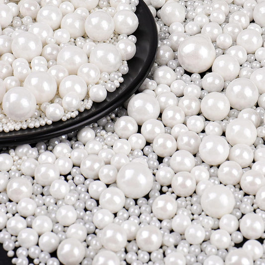 White-Pearl-Sprinkles-for-Cake-Decorating,-Pearl-Sprinkles-in-Mix-Sizes-130g/4.6oz,-Cupcakes,-Macarons-1406
