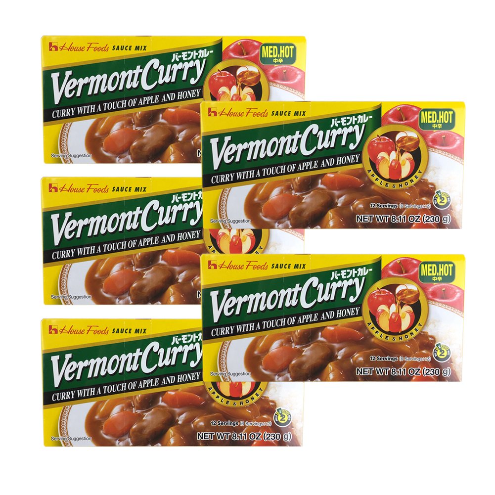 [-5-Packs-]-House-Foods-Vermont-Curry-Medium-Hot-8.11-Oz-1058