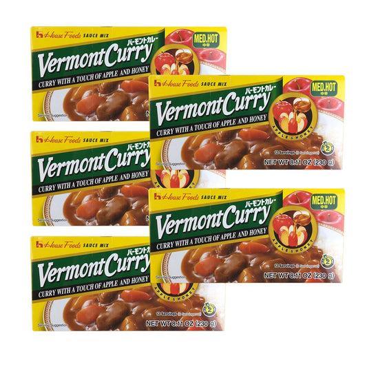 [-5-Packs-]-House-Foods-Vermont-Curry-Medium-Hot-8.11-Oz-1058