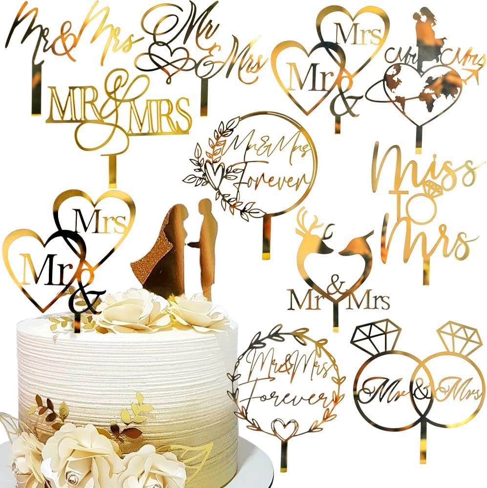 10Pcs-Mr-And-Mrs-Cake-Topper-Acrylic-1829
