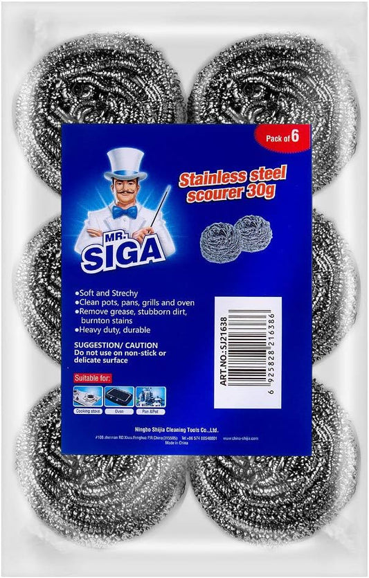 MR.SIGA-Stainless-Steel-Scourer,-Pack-of-6,-30g-----5051