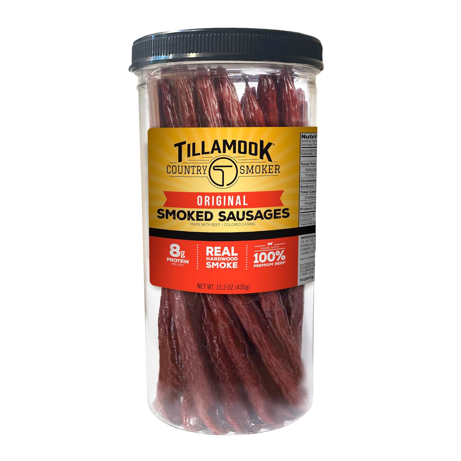 Tillamook-Country-Smoker-Real-Hardwood-Smoked-Sausages,-Original-Beef,-15.2-Ounce--Tall-Jar,-20--2416