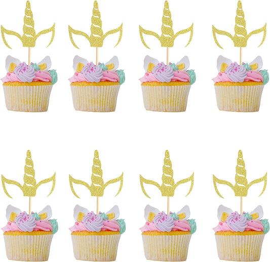 Arthsdite-24Pcs-Unicorn-Horn-Cupcake-Toppers-Unicorn-2160