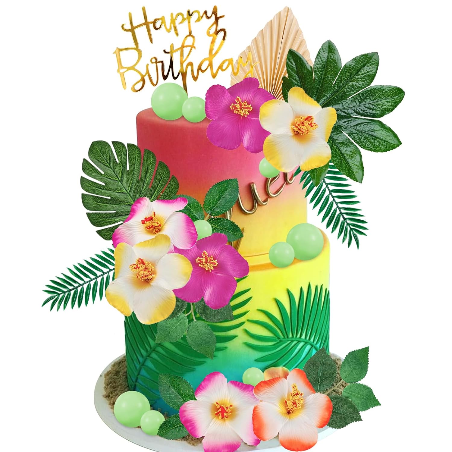 Yisquar-Hawaiian-Flower-Cake-Toppers-Summer-Cake-1640