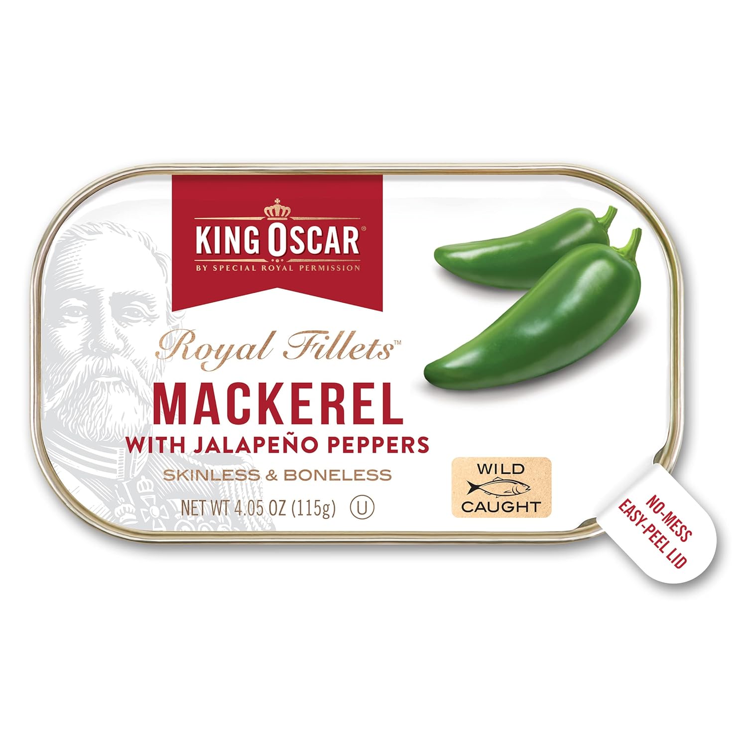 King-Oscar-Mackerel-in-Olive-Oil-with-Jalapeño-Peppers,-4.05-oz,-1-Pk-|-365
