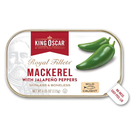 King-Oscar-Mackerel-in-Olive-Oil-with-Jalapeño-Peppers,-4.05-oz,-1-Pk-|-365
