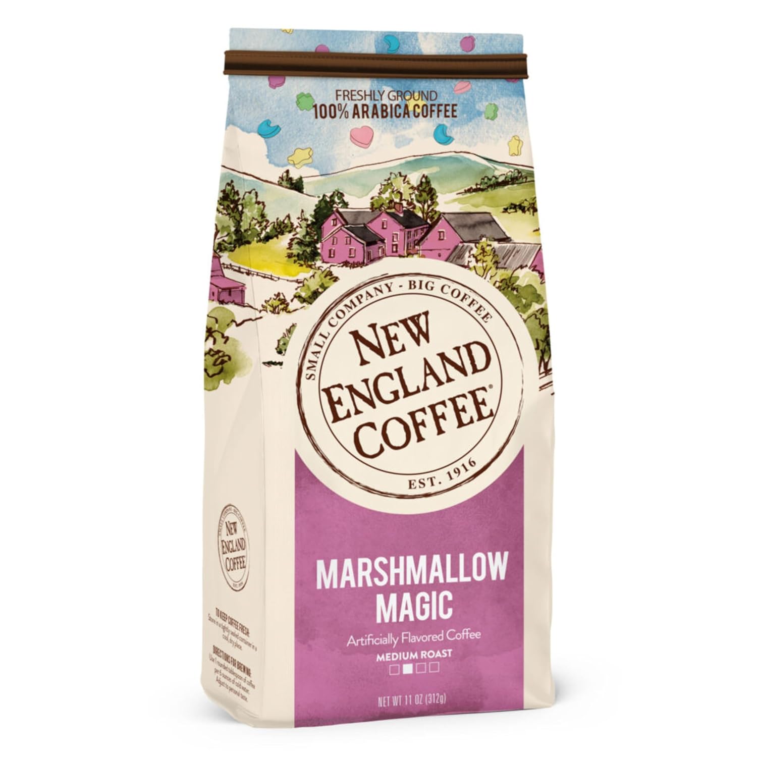 New-England-Coffee-Marshmallow-Magic-Blend-Medium-Roast-Ground-Coffee,-11oz-Bag-(Pack-1963