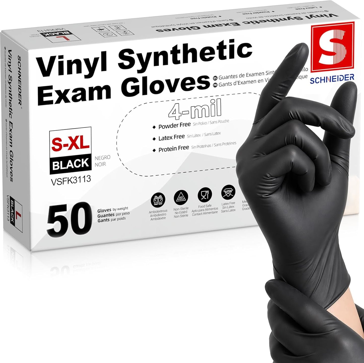 Schneider-Vinyl-Synthetic-Exam-Gloves,-4-Mil,-Latex-Free-Disposable-Gloves-for-Medical,-Cooking,-Cleaning,-771