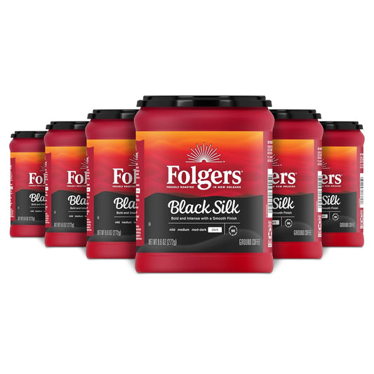 Folgers-Black-Silk-Café-tostado-oscuro,-9.6-onzas-(paquete-de-6)--3049