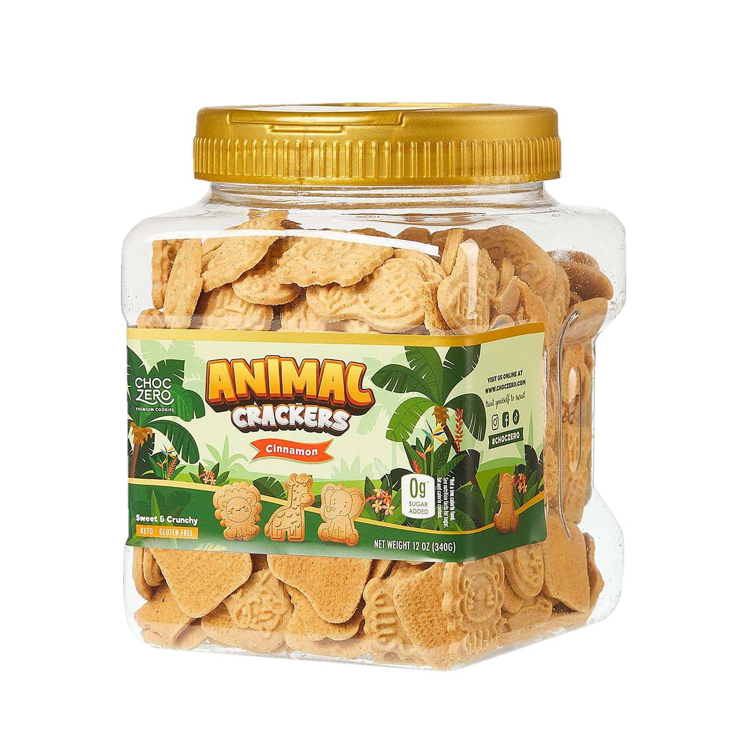ChocZero-Sugar-Free-Animal-Crackers,-Gluten-Free,-12-oz-Tub-|--Cinnamon-Cookies,-No-Alcohols,-2112