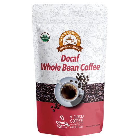 Alex's-Low-Acid-Organic-Coffee-12oz-Bag---Whole-Bean-Decaf-(Pack-of-174