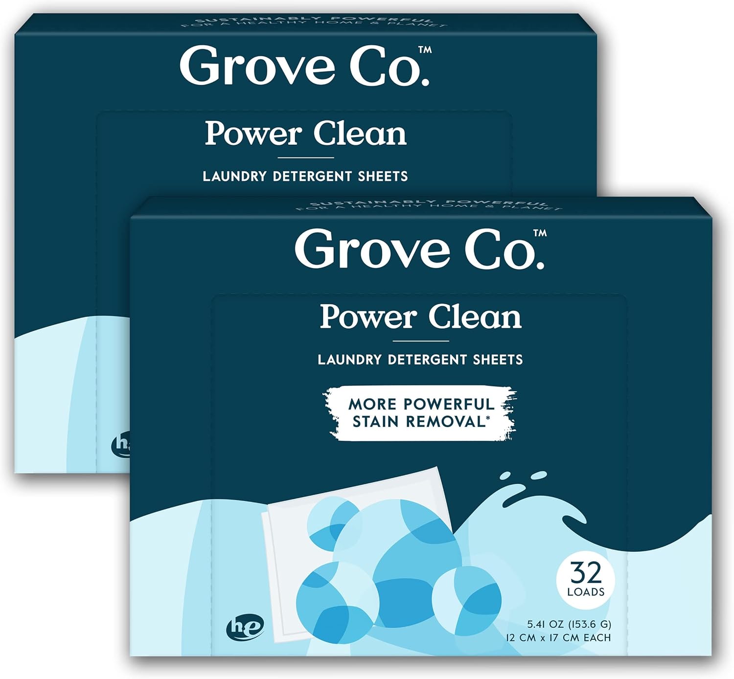 Grove-Co.-Laundry-Detergent-Sheets,-Power-Clean-Dissolving-Washer-Sheets-(2-Pack-450