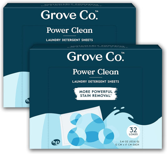 Grove-Co.-Laundry-Detergent-Sheets,-Power-Clean-Dissolving-Washer-Sheets-(2-Pack-450