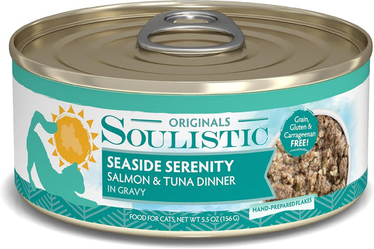 Soulistic-Originals-Wet-Cat-Food,-Seaside-Serenity-Salmon-and-Tuna-Dinner-in-Gravy,-373