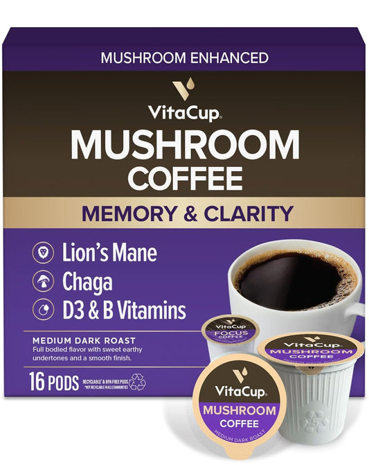 VitaCup-Mushroom-Coffee-Pods,-Boost-Focus-&-Immunity-w/Lions-Mane,-Chaga,-B-Vitamins,-2734