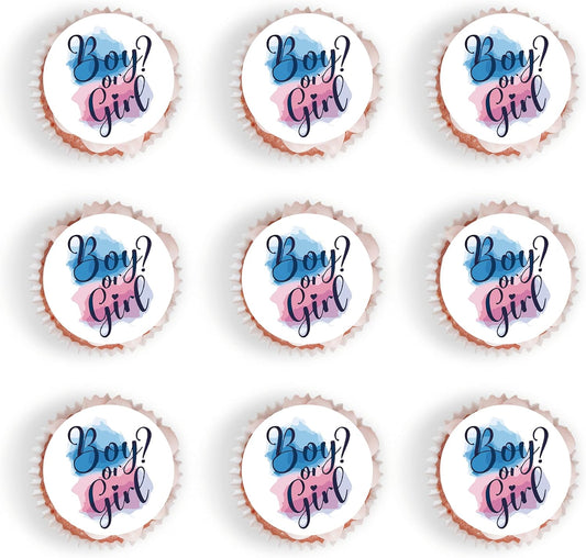 Foowztao-40Pcs-Edible-Gender-Reveal-Boy-and-Girl-Cupcake-Toppers-Picks-Wafer-Baby-Gender-41