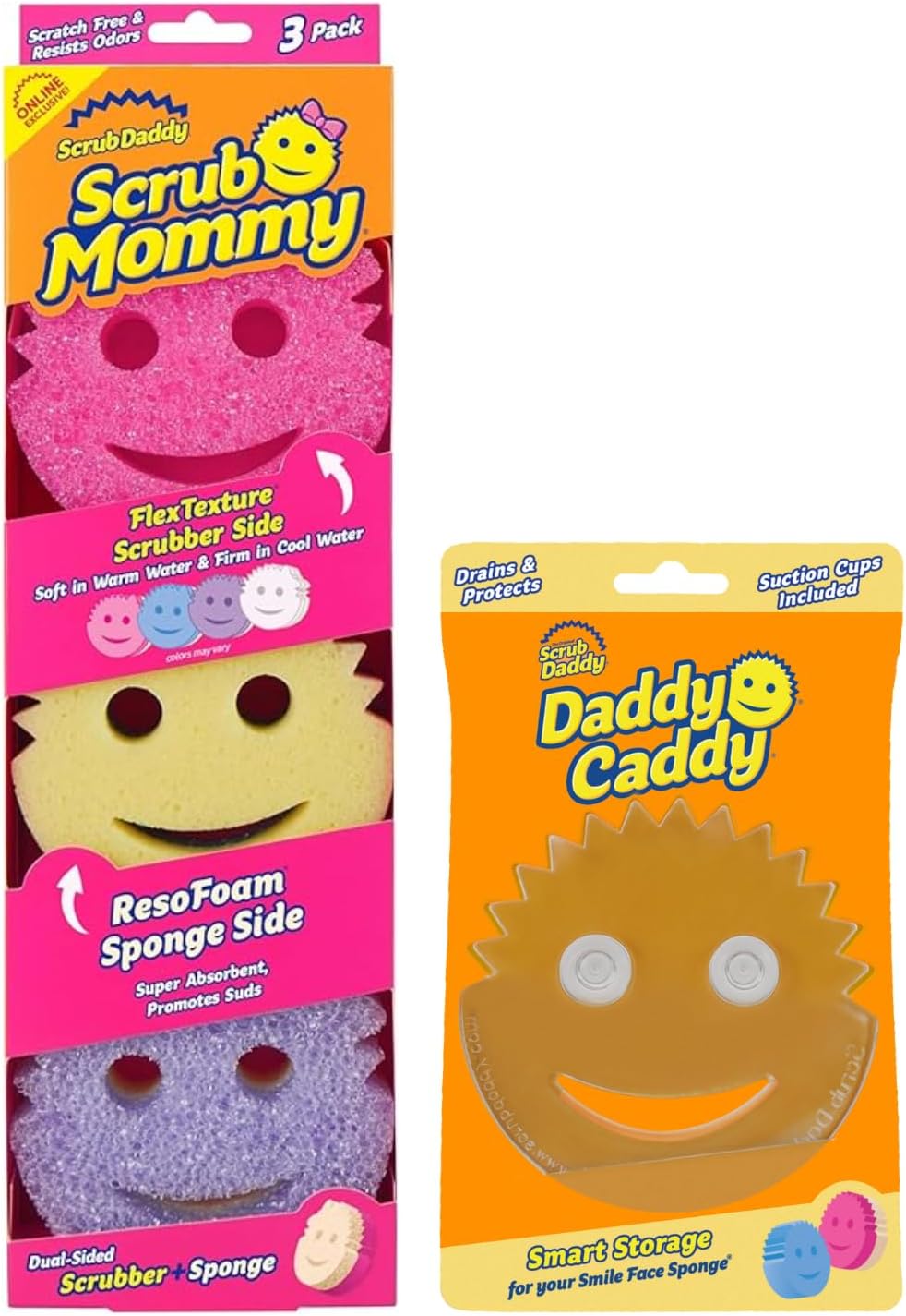 Scrub-Daddy-Scrub-Mommy-Colors-3ct-+-Daddy-Caddy---2230