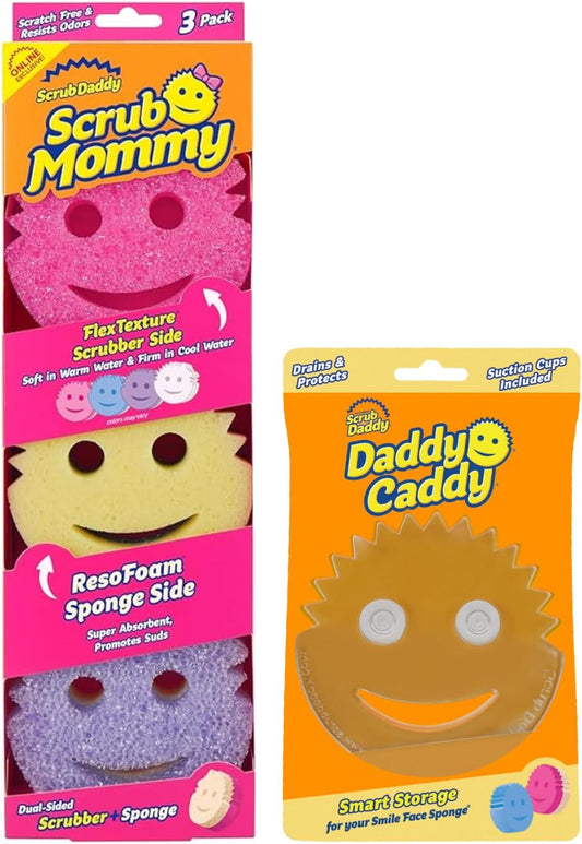 Scrub-Daddy-Scrub-Mommy-Colors-3ct-+-Daddy-Caddy---2230