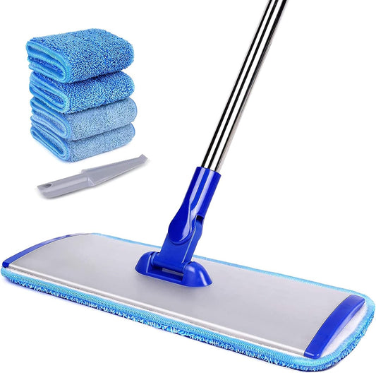 18"-Professional-Microfiber-Mop-Floor-Cleaning-mop,-Flat-Mop-with-Stainless-Steel-Handle,4-Reusable-Washable-988