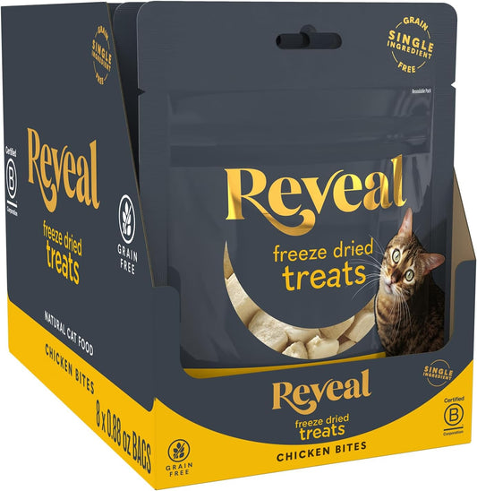 Reveal-Chicken-Freeze-Dried-Cat-Treats-8-Pack,-Single-Ingredient,-Grain-Free,-High-Protein,-1304