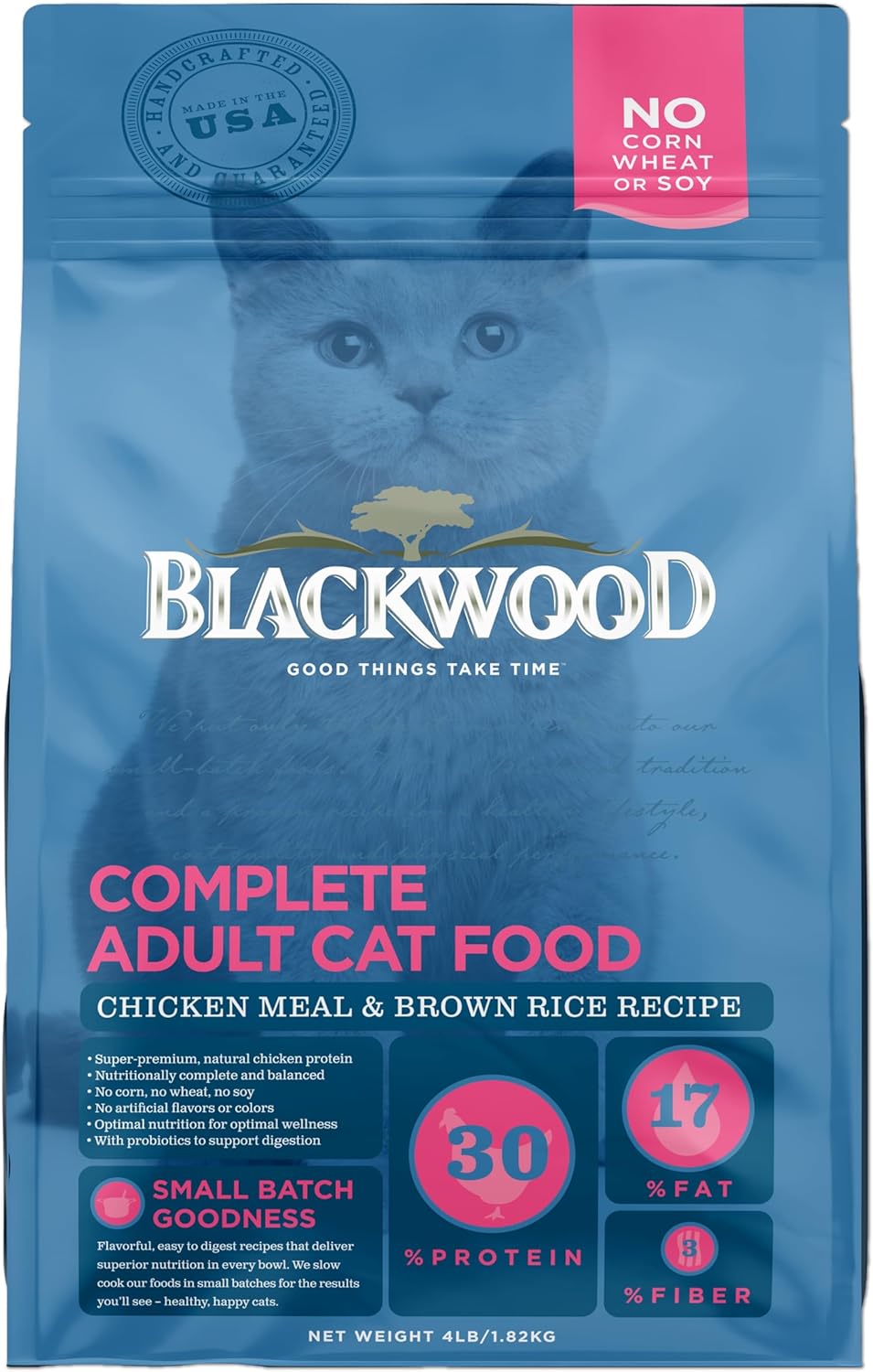 Blackwood-Dry-Cat-Food,-Adult-Formula,-Chicken-Meal-&-Brown-Rice-4-Bag,-Protein,433